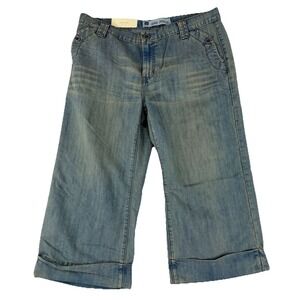 VTG Gap Wide Leg Crop Cuffed Jeans Women's Sz 12 Blue Denim Light Wash NWT 2006